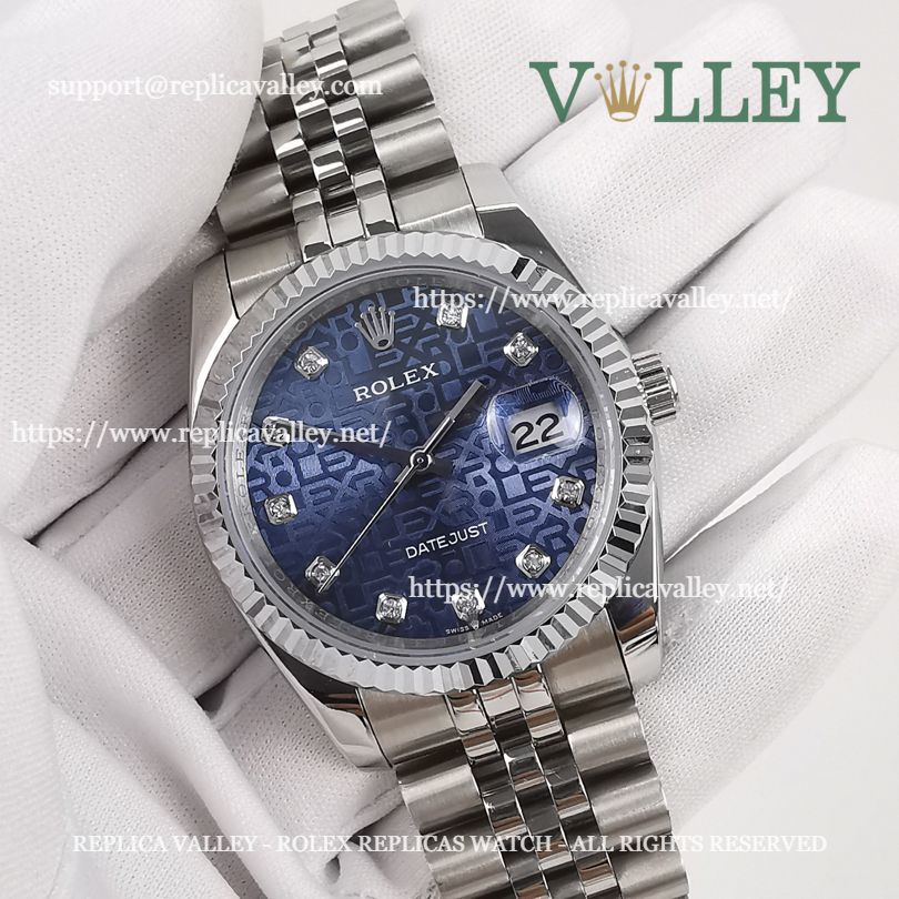 DJ36010 Rolex Datejust 116234 Fluted Bezel Blue Jubilee Diamond Dial