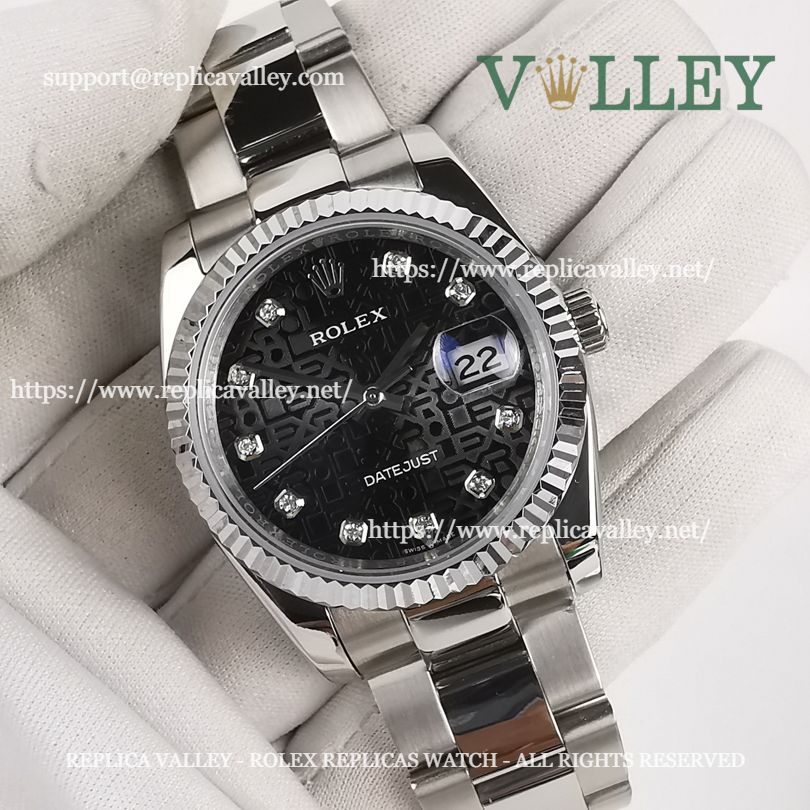 Rolex Datejust 36 Black Diamond Dial Oyster Bracelet Watch
