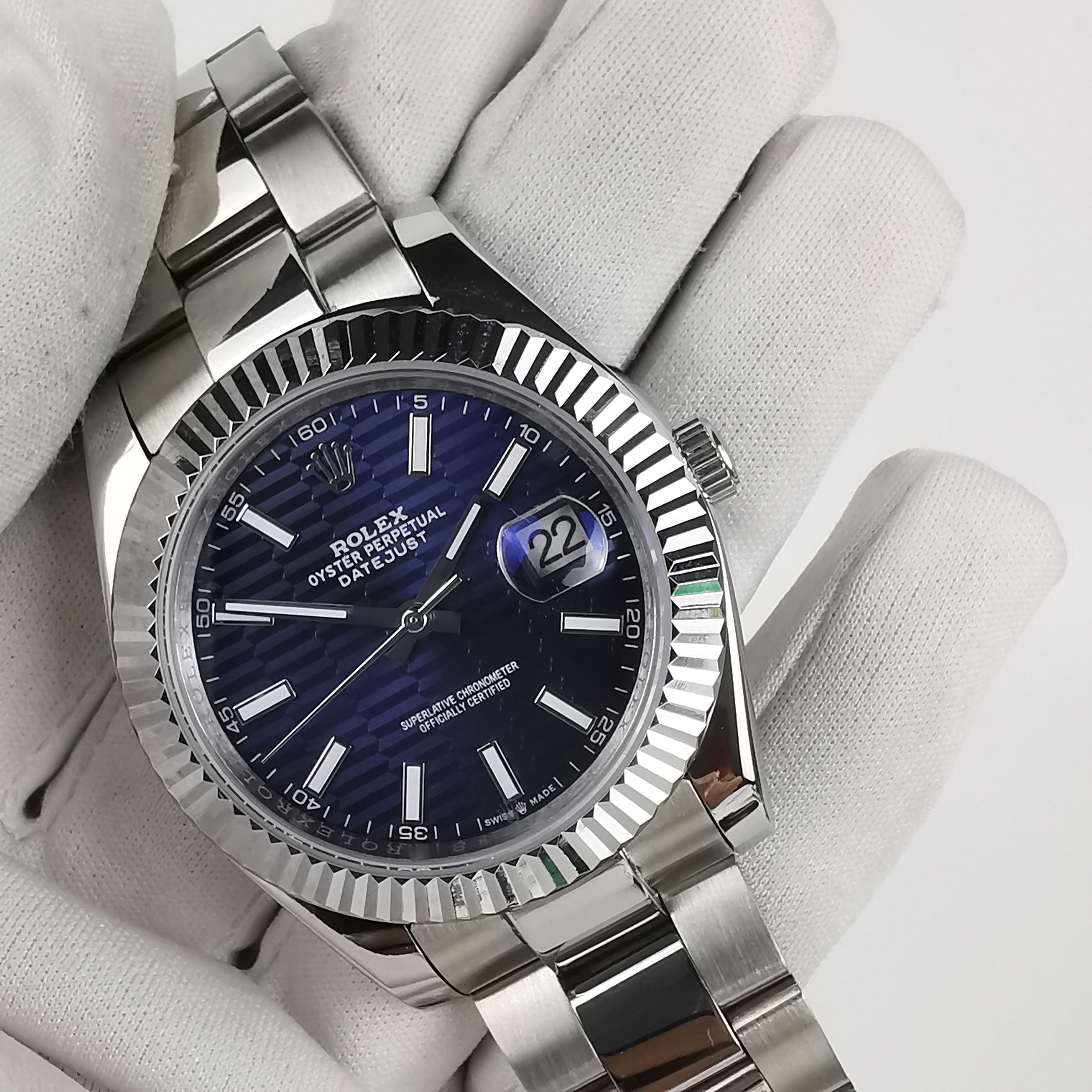 DJ41101 Rolex Datejust 126334 Oyster Bracelet Blue Fluted-motif Dial