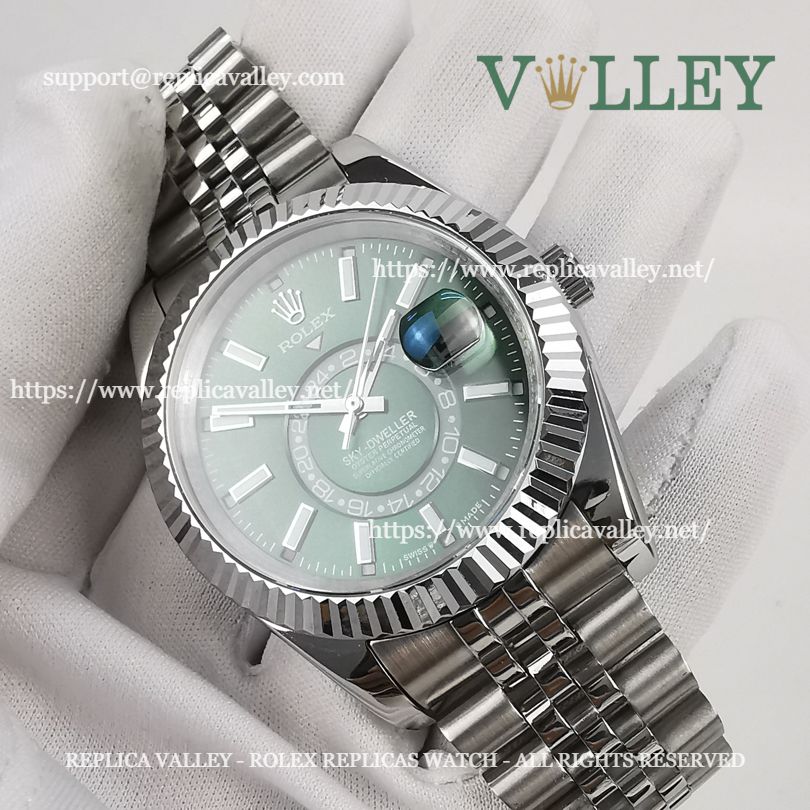 SKD014 Rolex Sky-Dweller 326934 Jubilee Bracelet Mint Green Dial