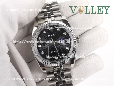 DJ36004 Rolex Datejust 116234 Fluted Bezel Black Jubilee Diamond Dial