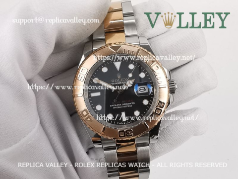 Y101 Rolex Yacht-Master 126621 Rose Gold Two-Tone Black Dial